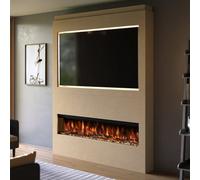 Evolution Fires Pre-Built Media Wall Package 17, 60 Inch Spectrum 3-Sided Electric Fire, 1.5Kw Heat, Led Flame