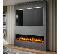 Evolution Fires Pre-Built Media Wall Package 17 With 60 Inch 3-Sided Electric Fire 1.5Kw Heat Hand-Finished Textured Venetian Grey