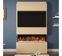 Evolution Fires Pre-Built Media Wall Package 18, 44 Inch Spectrum 3-Sided Electric Fire, 1.5Kw Heat, Led Flame