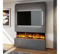 Evolution Fires Pre-Built Media Wall Package 19 With 50 Inch 3-Sided Electric Fire 1.5Kw Heat Hand-Finished Textured Venetian Grey