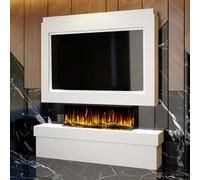 Evolution Fires Pre-Built Media Wall Package 2 With 44 Inch 3-Sided Electric Fire 1.5Kw Heat Hand-Finished Textured Venetian White