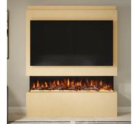 Evolution Fires Pre-Built Media Wall Package 20, 60 Inch Spectrum 3-Sided Electric Fire, 1.5Kw Heat, Led Flame