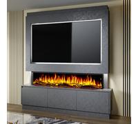 Evolution Fires Pre-Built Media Wall Package 21 With 60 Inch 3-Sided Electric Fire 1.5Kw Heat Hand-Finished Textured Venetian Grey