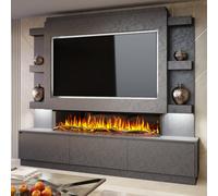 Evolution Fires Pre-Built Media Wall Package 22 With 60 Inch 3-Sided Electric Fire 1.5Kw Heat Hand-Finished Textured Venetian Grey