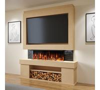 Evolution Fires Pre-Built Media Wall Package 3, 44 Inch Spectrum 3-Sided Electric Fire, 1.5Kw Heat, Led Flame