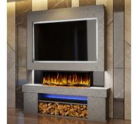 Evolution Fires Pre-Built Media Wall Package 3 With 44 Inch 3-Sided Electric Fire 1.5Kw Heat Hand-Finished Textured Venetian Grey
