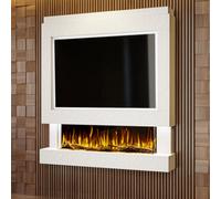Evolution Fires Pre-Built Media Wall Package 4 With 44 Inch 3-Sided Electric Fire 1.5Kw Heat Hand-Finished Textured Venetian White
