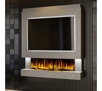Evolution Fires Pre-Built Media Wall Package 4 With 44 Inch 3-Sided Electric Fire 1.5Kw Heat Hand-Finished Textured Venetian Grey