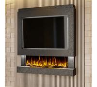 Evolution Fires Pre-Built Media Wall Package 4 With 44 Inch 3-Sided Electric Fire 1.5Kw Heat Hand-Finished Textured Venetian Black