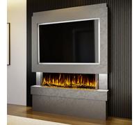 Evolution Fires Pre-Built Media Wall Package 5 With 44 Inch 3-Sided Electric Fire 1.5Kw Heat Hand-Finished Textured Venetian Grey