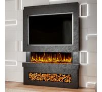 Evolution Fires Pre-Built Media Wall Package 6 With 44 Inch 3-Sided Electric Fire 1.5Kw Heat Hand-Finished Textured Venetian Black