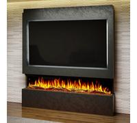 Evolution Fires Pre-Built Media Wall Package 9 With 72 Inch 3-Sided Electric Fire 1.5Kw Heat Hand-Finished Textured Venetian Black