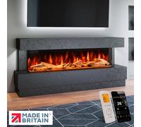 Evolution Fires Raphael 77 Inch Fireplace Suite, Black Stone Finish Includes Advance 1500 3-Sided Electric Fire, Made In Britain