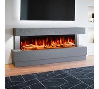 Evolution Fires Raphael 77 Inch Fireplace Suite, Grey Stone Finish Includes Advance 1500 3-Sided Electric Fire