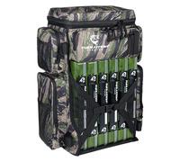 Evolution Fishing Drift Series 3700 Tackle Backpack with QuikLatch System & 2 Rod Holders - Tiger Stripe Camo, Heavy Duty Fishing Backpack w/ 6 Tackle Trays