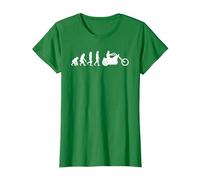 Evolution Motorcycle I Bike Chopper Motorcycle T-Shirt, Women, Kelly Green, Medium