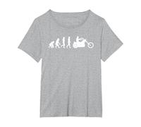 Evolution Motorcycle I Bike Chopper Motorcycle T-Shirt, Women's Plus, Heather Grey, 1X