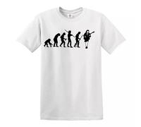 Evolution of Angus Young T-Shirt Retro AC DC Music Funny Tshirt Rock Metal US (White,L)