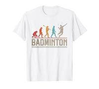 Evolution of Badminton Funny Shuttlecocks Birdie Sport T-Shirt, Men, White, 3X-Large