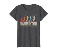 Evolution of Badminton Funny Shuttlecocks Birdie Sport T-Shirt, Women, Dark Heather Grey, Medium