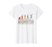 Evolution of Badminton Funny Shuttlecocks Birdie Sport T-Shirt, Women, White, X-Small