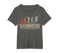 Evolution of Badminton Funny Shuttlecocks Birdie Sport T-Shirt, Women's Plus, Asphalt Grey, 4X