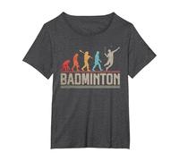 Evolution of Badminton Funny Shuttlecocks Birdie Sport T-Shirt, Women's Plus, Dark Heather Grey, 6X