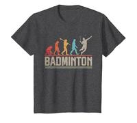 Evolution of Badminton Funny Shuttlecocks Birdie Sport T-Shirt, Youth, Dark Heather Grey, Medium