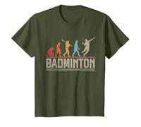 Evolution of Badminton Funny Shuttlecocks Birdie Sport T-Shirt, Youth, Olive Green, 4T