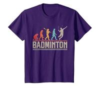 Evolution of Badminton Funny Shuttlecocks Birdie Sport T-Shirt, Youth, Purple, Medium