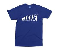 Evolution of Badminton T-Shirt - Blue - 2XL - Funny Badminton Print Men's T-Shirt - Breathable Cotton Sports Tee - Badminton Player Shuttlecock Racket Shirt -Badminton Gifts for Men/Women