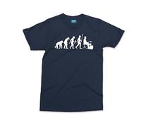 Evolution of Drumming T-Shirt - Men - M - Navy - Cotton Rockstar Mens T-Shirt - Regular Fit Musical Shirt - Rock Music Band Drummer Gifts for Men & Women