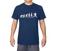 Evolution of Man American Football - Mens 100% Organic Cotton T-Shirt - French Navy - XXL