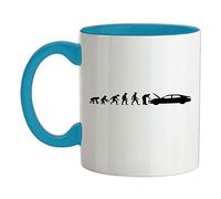 Evolution of Man Car Mechanic - 11oz - Ceramic Two-Tone Mug for Coffee/Tea - Babyblue/White - One Size
