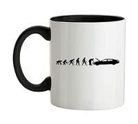 Evolution of Man Car Mechanic - 11oz - Ceramic Two-Tone Mug for Coffee/Tea - Black/White - One Size