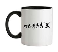 Evolution of Man Cricket - 11oz - Ceramic Two-Tone Mug for Coffee/Tea - Black/White - One Size