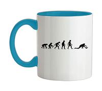 Evolution of Man Curling - 11oz - Ceramic Two-Tone Mug for Coffee/Tea - Babyblue/White - One Size