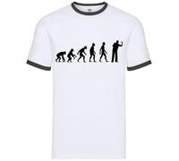 Evolution of Man Darts - Mens Contrast Ringer T-Shirt - White/Black - Large