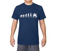 Evolution of Man Drummer - Mens 100% Organic Cotton T-Shirt - French Navy - Large