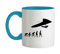Evolution of Man Hang Glider - 11oz - Ceramic Two-Tone Mug for Coffee/Tea - Babyblue/White - One Size