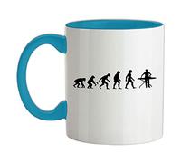 Evolution of Man Ironing - 11oz - Ceramic Two-Tone Mug for Coffee/Tea - Babyblue/White - One Size