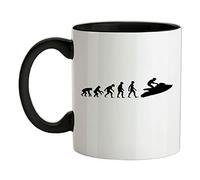 Evolution of Man Jet Ski - 11oz - Ceramic Two-Tone Mug for Coffee/Tea - Black/White - One Size