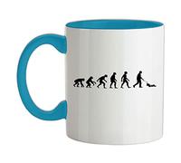 Evolution of Man Lawn Mower - 11oz - Ceramic Two-Tone Mug for Coffee/Tea - Babyblue/White - One Size