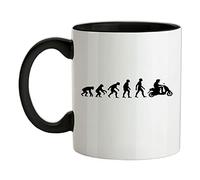Evolution of Man Moped - 11oz - Ceramic Two-Tone Mug for Coffee/Tea - Black/White - One Size
