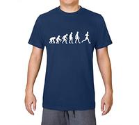 Evolution of Man Running/Runner - Mens 100% Organic Cotton T-Shirt - French Navy - Large