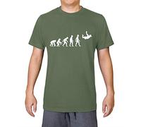 Evolution of Man Skydiver (Skydiving) - Mens 100% Organic Cotton T-Shirt - Khaki - XXL