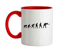 Evolution of Man Snooker - 11oz - Ceramic Two-Tone Mug for Coffee/Tea - Red/White - One Size