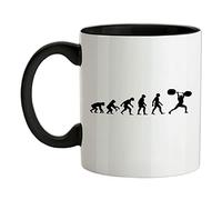 Evolution of Man Weightlifting - 11oz - Ceramic Two-Tone Mug for Coffee/Tea - Black/White - One Size