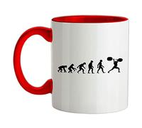 Evolution of Man Weightlifting - 11oz - Ceramic Two-Tone Mug for Coffee/Tea - Red/White - One Size