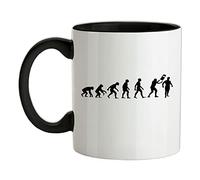 Evolution of Man Wrestling - 11oz - Ceramic Two-Tone Mug for Coffee/Tea - Black/White - One Size